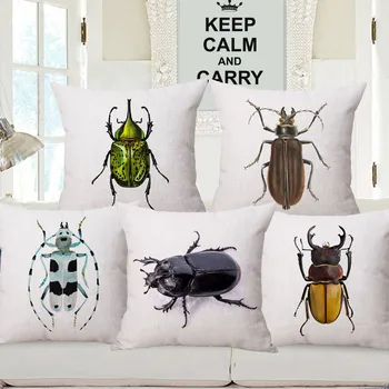Калъфи за възглавници с насекоми, бежово спално бельо, декоративни възглавници за дивана 45x45 см, украса за дома