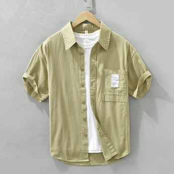 Ежедневна Риза за мъжете, Ризи с къс ръкав, Блузи, Лятна новост 2023, Дрехи от чист Памук