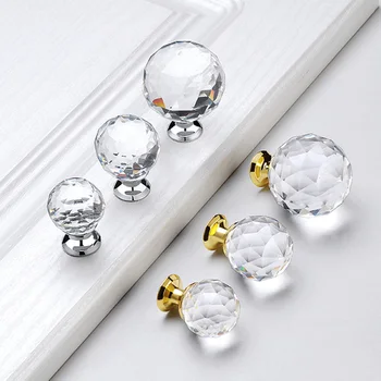 1 бр., модерен стил, прозрачна кристална топка, стъклени Дръжки С винтове, чекмеджето на шкафа, дръжки на вратите на гардероба, Аксесоари за дома оборудване