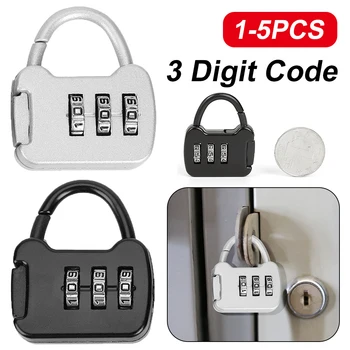1-5шт 3-Цифрен Кодекс кодекс за заключване с парола за Пътуване, мини-цинк калъф за носене на багаж, защитно заключване, Инструмент за блокиране на раницата