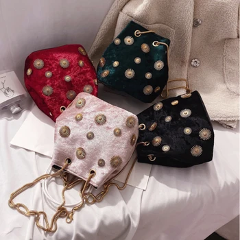 Нова дамски елегантен кадифе чанта, чанта през рамо, чанта-тоут, чанта през рамо със златна верига, Чанта за рамо през рамо