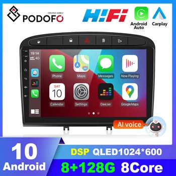 Podofo 2 Din Android Радиото в автомобила Carplay За Peugeot 408 2013 9 