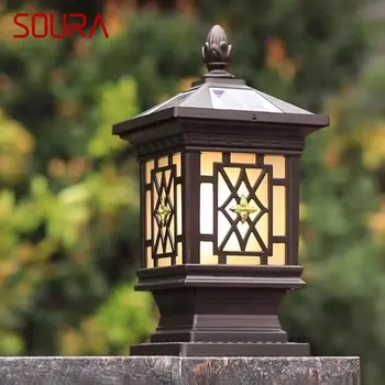 Външна слънчева лампа SOURA Класическа ретро Водоустойчива led лампа за вътрешно двор за декорация на градината тераси вили, с монтиран на стената лампа