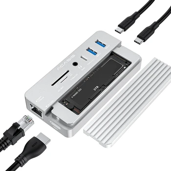 Докинг станция ACASIS 10 В 1 USB-C 3.2 HUB 10 gbps С M. 2 NVME И SSD-карам SATA, съвместими с HDMI 100 W PD За PC