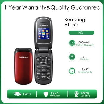 Оригинален Samsung E1150 мобилен телефон с 1,43-инчов екран, батерия 800 mah, GSM 900 / 1800, мобилен телефон отключени