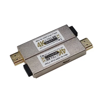 Мини Удължител влакна 4K, HDMI до 300 м по многомодовому оптоволоконному преобразувател OM3 с поддръжка на HDMI 1.4 a и HCCP1.2