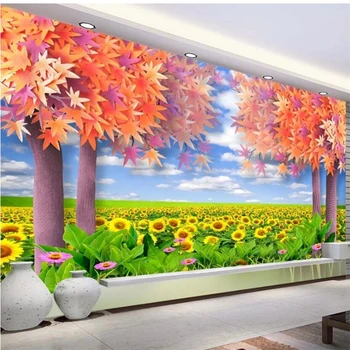 Тапети beibehang по поръчка, стенни картини за хол, спалня, детска стая, триизмерен фон с подсолнухом, пролет