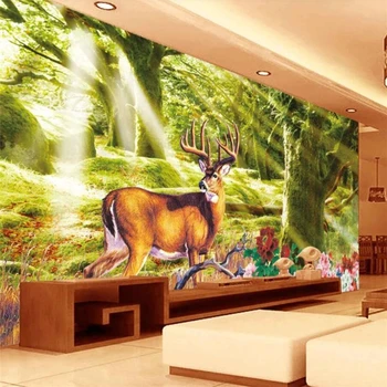 wellyu Forest горски елен мечта ТЕЛЕВИЗИЯ фон на стената на поръчка голяма фреска тапети papel de parede para quarto