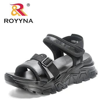 ROYYNA/новост 2023, дизайнерски модни сандали с отворени пръсти, женски нескользящие сандали, дамски чехли, однотонная обувки с катарама
