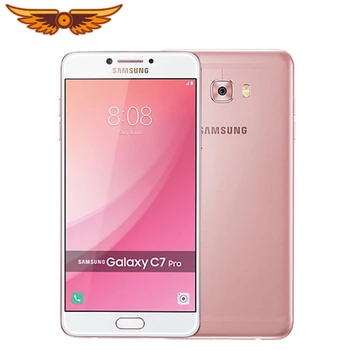 Samsung Galaxy C7 Pro Оригинален Отключени 5,7 Инча(ите) восьмиядерный процесор, 4 GB RAM И 64 GB ROM 16MP LTE с две СИМ-карти и пръстови отпечатъци Android Мобилен Телефон