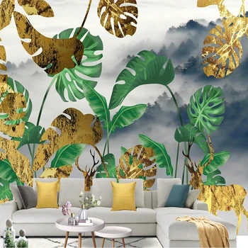 3D тапети Papel De Parede по поръчка, Модерен Златен Елен, Горското Растение, TV-фон, стенни боядисване, Тапети за спалнята, Домашен Декор