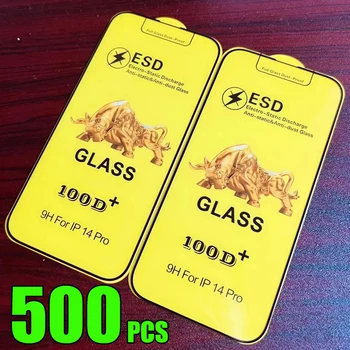 500шт 100D ESD Защитен слой От Закалено Стъкло Full Cover Film Shield За iPhone 14 Pro Max 13 Mini 12 11 XR XS X 8 7 6 Plus SE