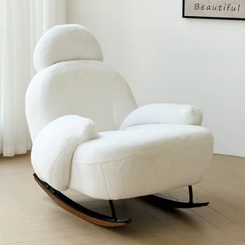 Акцентный стол Скандинавски разтегателен Модерен Минималистичен Лесен Луксозен скандинавски двоен разтегателен диван, люлеещ се стол от овча вълна за хола Дизайнерски стол-люлка