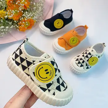 Детски спортни обувки, Тенис, пролетно новост, ежедневни обувки в корейски стил с улыбающимся лице, удобни детски обувки за девочекأحذية غير رسمية