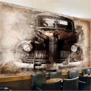 wellyu Индивидуални големи стенописи, 3D тапети, европейски стил, носталгично ретро мастило, долнопробен автомобил, класически тапети тапети за кола