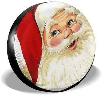 Dujiea Коледен калъф за резервна гума на Дядо Коледа, универсален КАЛЪФ за колелата на КОЛАТА, Водоустойчив прахозащитен протектори за гуми за
