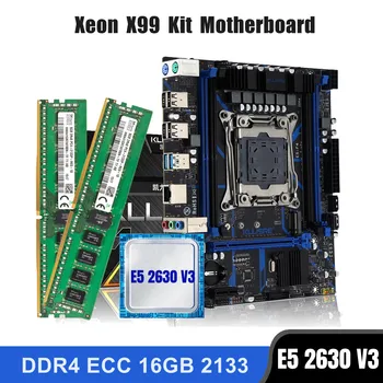 Комбиниран комплект дънната платка Kllisre X99 LGA 2011-3 Xeon E5 2630 V3 Процесор 16 GB DDR4 (2 ЕЛЕМЕНТА 8G) 2133 Mhz ECC памет