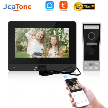 【Sasha 1080P】 Jeatone на цял екран умен WIFI видео домофон жилищен звънец с монитор отключване водоустойчива IP65