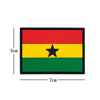 3D Знаме на Гана, PVC, бродирани облекло, гумени ленти, военна тактическа нашивка, Облекло, индивидуални аксесоари, Стикер 7*5 см