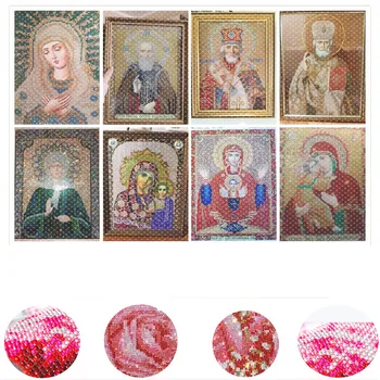2019 Сам диамантена живопис, бродерия на кръстат бод, религиозни икони, диамантена мозайка, истинска религиозна диамантена бродерия, подарък