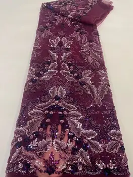 Африканска тюлевая окото лейси плат с високо качество SYJ-1228632, френското сетчатое дантела с мъниста за нигерийски сватбена рокля Birdal