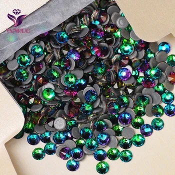 YANRUO 2088HF Всички размери, кристали със зелен вулканичен корекция, стъклени блестящи кристали за дрехи, обувки, скъпоценни камъни