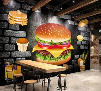 beibehang 3D стерео носталгия фон, пекарна, ресторант за бързо хранене пържени картофи, кола, определени бургери, хартия за печене
