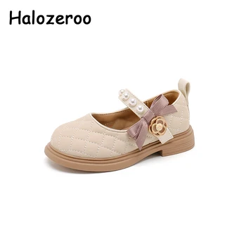 Детски обувки принцеса с лък, кожени обувки за малки момичета, детски брандираната модельная обувки на плоска подметка с перли, мода обувки за танци Mary Jane Есен