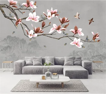 wellyu Индивидуални тапети 3d китайската ръчно рисувани цветя магнолия и птица ТЕЛЕВИЗИЯ фон стени тапети тапети за хола