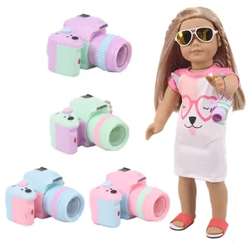 Сладка кукла с 4 цветя, играчка камера, аксесоари за кукли, за американската кукла 18 инча и за бебето 43 см, подарък за рожден ден, играчката 
