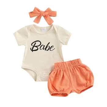 Комплект дрехи за новородени момичета Ma & Baby 3-24 м, Гащеризон с надпис, Шорти, Сладък екипировки, летни Костюми за малките Момичета D01