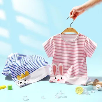 Детска тениска с къс ръкав, летен тънък топ за момчета, детски дрехи, тениска за момичета, детски летни дрехи, детски дрехи с къс ръкав