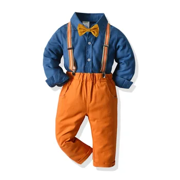 FOCUSNORM, есенни комплекти дрехи за момчета от 0 до 6 години, 2 бр., однобортные ризи с дълъг ръкав, гащеризон, Панталон