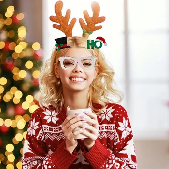 Коледната украса За дома от нетъкан текстил, мультяшная Коледно дърво, Лосове, Дядо Коледа, снежен човек, Очила, Коледен декор Noel, Аксесоари за партита