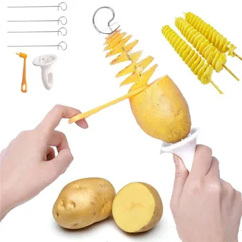 Кухненски приспособления от неръждаема стомана Спиральнорезатель за картофи Нож за нарязване на краставици Спирализатор за зеленчуци Спиральнорезка за Кухни