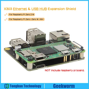 Geekworm X303 такса за разширяване на Gigabit Ethernet и USB-hub, съвместими с Raspberry Pi Zero 2 W/Zero W