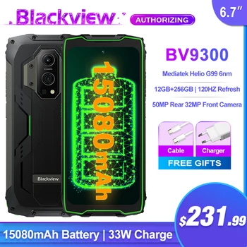 Blackview BV9300 Здрав телефон 6.7-HD + 16 GB оперативна памет от 256 GB ROM Смартфон 50 Mp Камера 15080 ма 120 Hz Мобилни телефони Глобалната версия