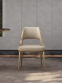 Италиански леки трапезни столове, луксозни, модерни минималистичные трапезни столове, висококачествени кожени маси и столове от неръждаема стомана