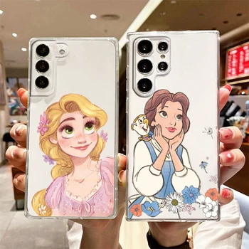 Disney Princess Снежна Прозрачен Калъф За мобилен Телефон Samsung S22 S23 S21 S20 FE Ultra Pro Lite S10 S10E S8 S9 Plus 5G