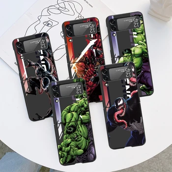 Калъф За Телефон Samsung Galaxy Z Flip 4 3 5G Корици Z Flip3 Flip4 Черно funda zflip3 zflip4 Обвивка Venom Хълк Marvel Wolverine