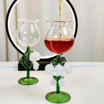 Креативен Ретро Купа с Ландышем, Японски Чаша за червено Вино, Ръчно изработени Линглан, Високо Боросиликатное Стъкло, Купа с орхидеи-звънци