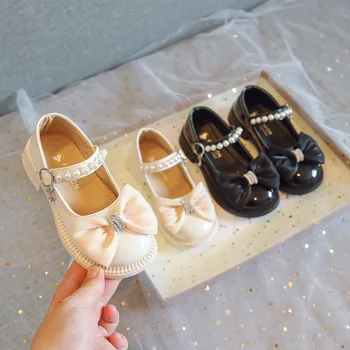 Обувки за малки момичета, сладък лък, лачена кожа, принцеса, однотонное бебешка рокля за танци, пролет-есен 아기신발 обувки
