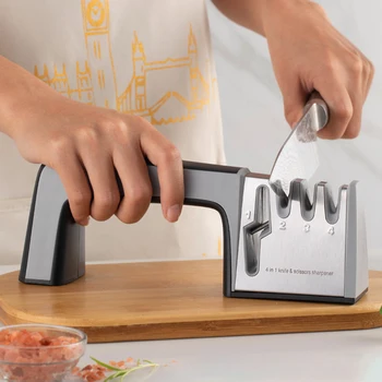 Острилка за ножове 4 В 1 Професионален Воденичен камък Кухненски Воденичен Камък волфрам Диамантена машина за опесъчаване Ножици, Инструменти За Заточване на Ножици