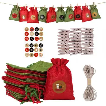 Чанта с Коледен Адвент-Календар, Окачени Подаръчни Опаковки За шоколадови Бонбони На съвсем малък, Украса За Коледа на Празнични Партита С Клип-с Въжета &