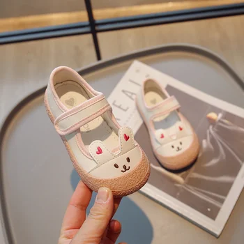 Обувки за момичета с плъзгане мека подметка във формата на заек, вълшебна лента, мила пролет детски обувки