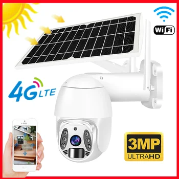 VESAFE Q6 3MP 4G Сим-карта WIFI Слънчеви панели, камери Безжични 360 градуса PTZ Външни водоустойчива камера с дълъг срок на служба Super HD