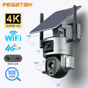 PEGATAH 4K 8MP Двухобъективная Слънчево Помещение 10X/4X Zoom 4G WIFI Камера за Сигурност На Открито Проследяване На Човек за Нощно Виждане Водоустойчива IP Камера