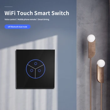 Sasha Smart Light Сензорен прекъсвач Wi-Fi за апартамент Поддръжка на приложения с Дистанционно управление 10a 1/2/3 Банда Домашна автоматизация на умен, ключове за осветление