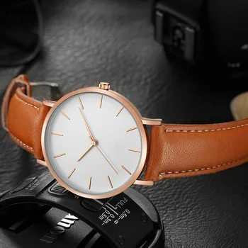 Geneva Модерен мъжки часовник от сплав с датата, изкуствена кожа, аналогов кварцов спортни часовници, класически елегантен мъжки часовник Montre Homme