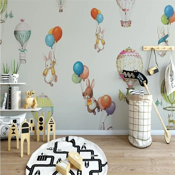 Тапети beibehang, стенописи по поръчка, модерен минималистичен балон, заек, украса на детската стая, на фона на стена